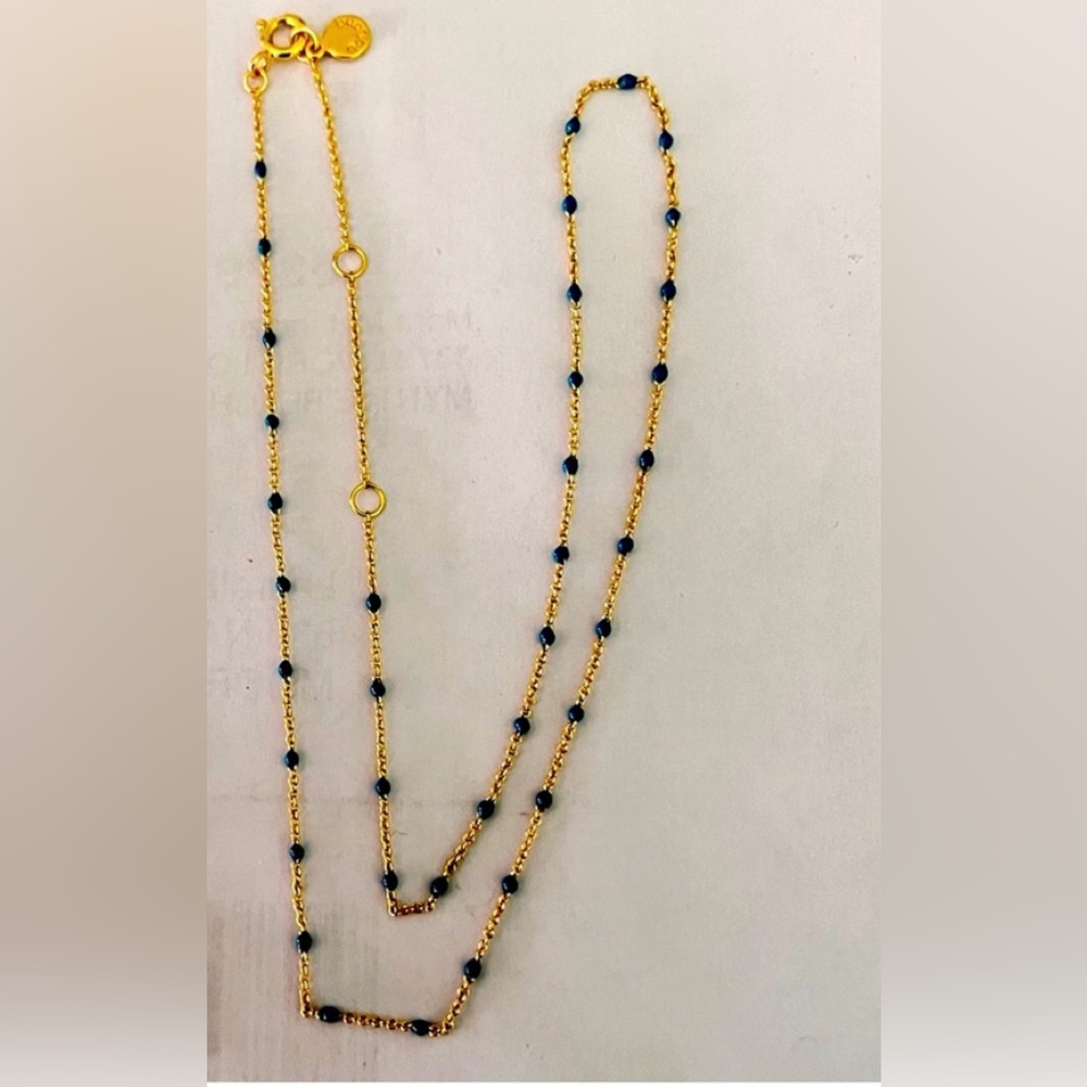 Gorjana Beaded Capri Blue Enamel Necklace Turquoise